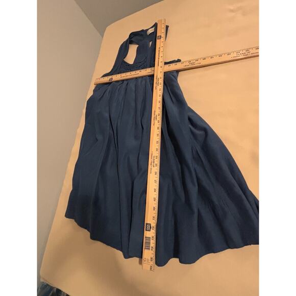 Zara Basic A-Line Dress Women Medium Blue Viscose Pleated Sleeveless Side Zipper - Picture 10 of 12